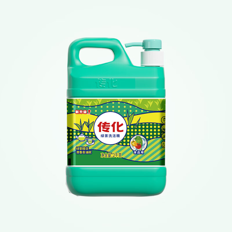 传化绿茶洗洁精4斤家庭装家用厨房餐饮去油实惠装餐具净2kg温和不伤手 家用洗洁精