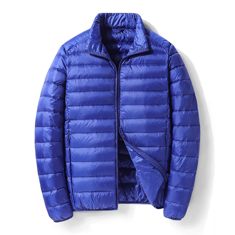 轻薄羽绒服男款2023冬季保暖90白鸭绒纯色外套冬装潮流 90182宝蓝色
