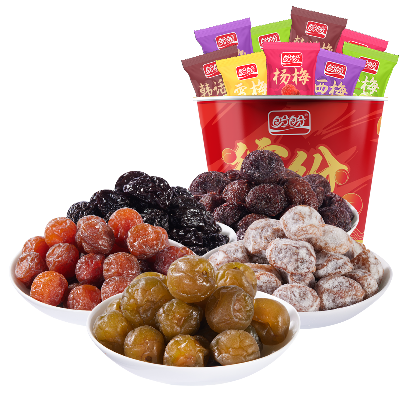 盼盼 缤纷梅桶 青梅话梅乌梅杨梅蜜饯休闲零食大礼包 520g/桶