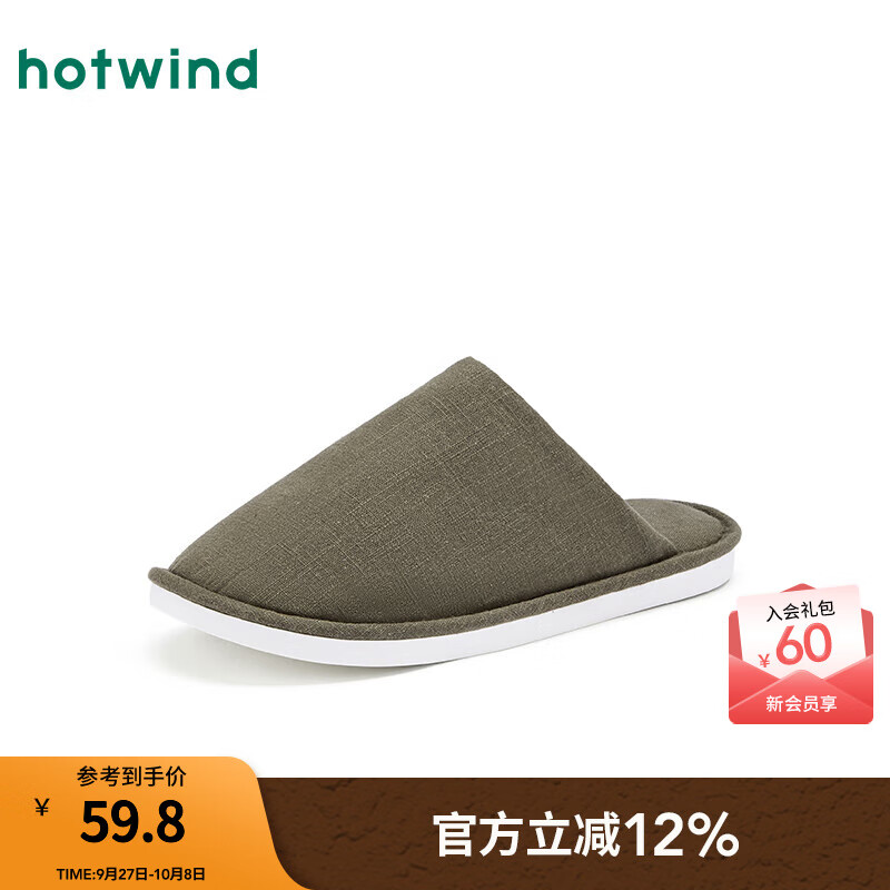 热风（Hotwind）【商场同款】男鞋2025年冬季新款简约包头拖家居休闲拖鞋保暖棉鞋 07绿色 40-41 S
