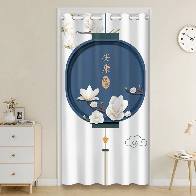 乐吉猫空调门帘免打孔 卧室隔断帘隔热隔冷帘 厨房卫生间遮挡布帘挂帘 福禄 【门宽55-80】宽100cm*高180cm