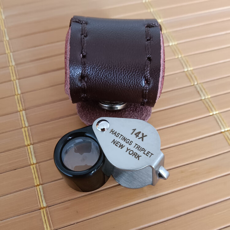 看钻石的14倍放大镜12mm高清三胶合14x光学玻璃迷你宝石鉴定分级 黑色