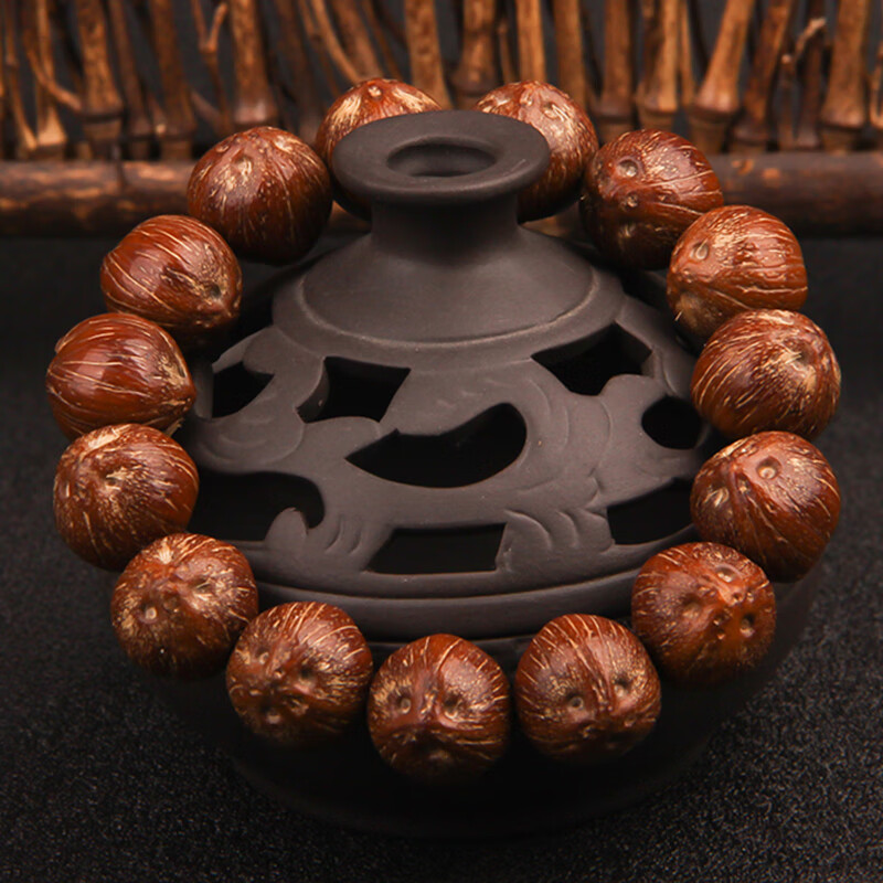 烨誉天然紫金鼠手串男女三眼菩提籽佛珠正圆前鼠后猫原籽实心单圈