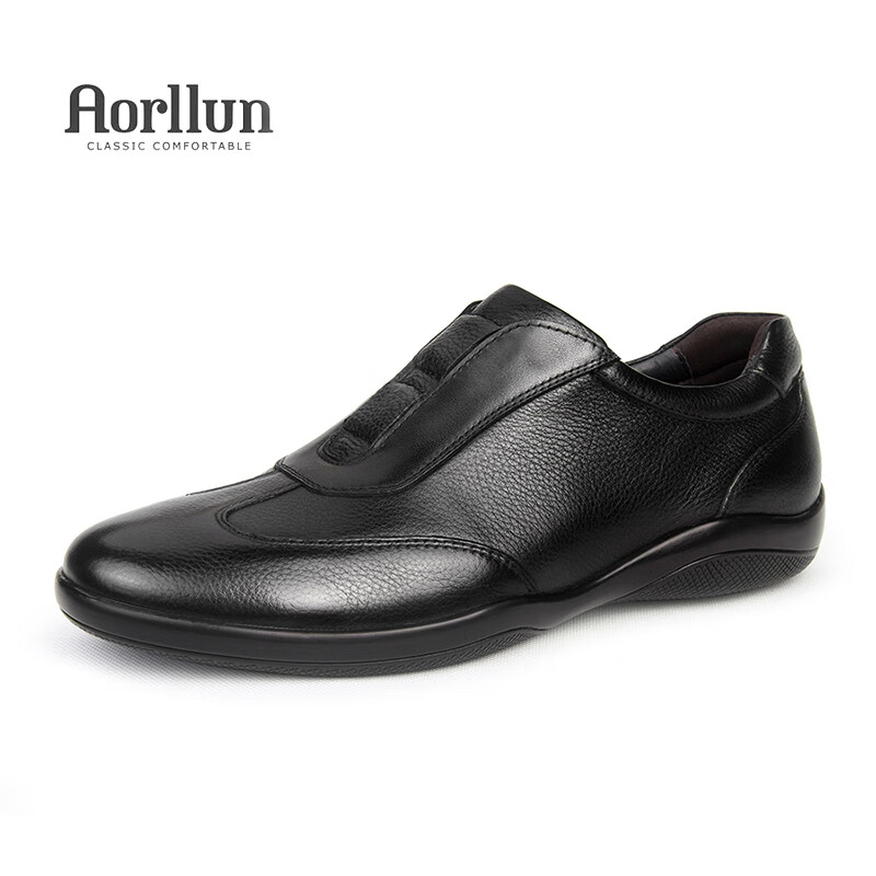 奥勒伦男鞋秋真皮头层牛皮一脚蹬软皮软底套脚纯牛皮男士休闲皮鞋 a1
