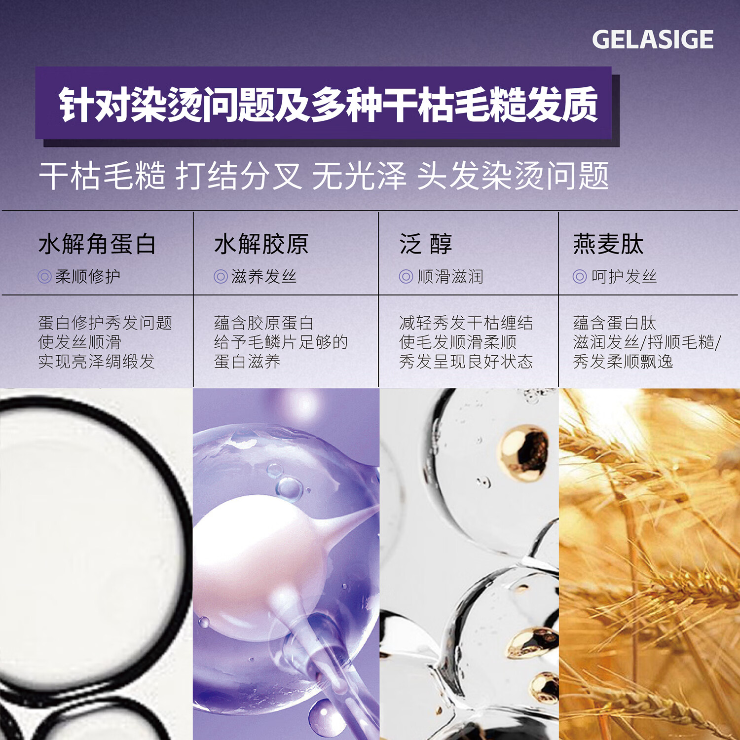 歌拉丝歌顺滑修护蛋白导膜800ml深层滋养焗油级养护发膜家庭装护发素 蛋白导膜()滋养型)800ml