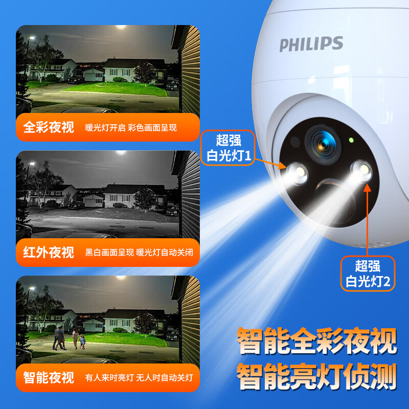 飞利浦太阳能摄像头360度无死角带夜视全景家用终身免流量4g远程无电无网户外防水无线无需连wifi监控 太阳能4G免充值+单板+终身免费流量