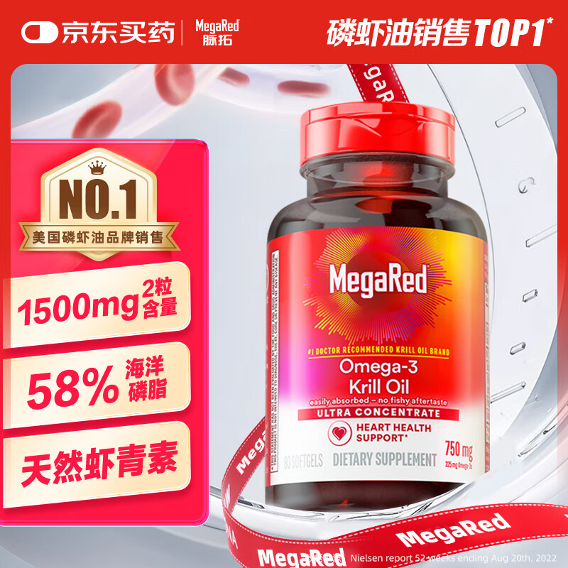 自营MegaRed脉拓南极磷虾油750mg共80粒/瓶 1596元 折399/件 - 特价的