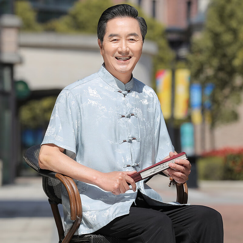 郡纬70岁中老年人老头老爷爷老人夏天衣服男唐装夏季中国风短袖爸爸夏