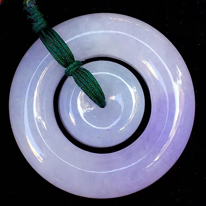 月亮阿姨  翡翠冰种紫罗兰子母扣吊坠18k镶嵌缅甸a货翡翠女款珠宝项链