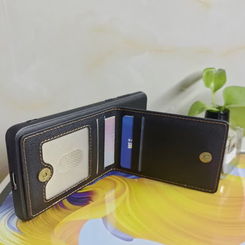馨柏儿创意新款防盗刷卡袋手机壳卡包素皮保护套翻盖上下开皮套背面插卡支架全包镜头防摔软边男高级定制 带卡包丨轻薄素皮+全包镜头圈 华为mate60pro+