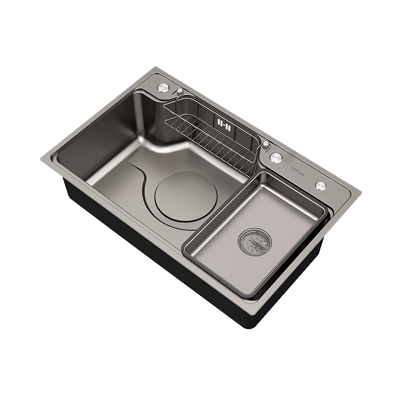 箭牌304不銹鋼洗菜盆日式水槽大單槽納米灰廚房洗碗池【煥新補貼15%】