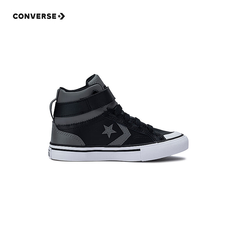 Converse 匡威童鞋男女童鞋子2024冬季新款魔术贴易穿脱儿童休闲鞋 灰色 35码