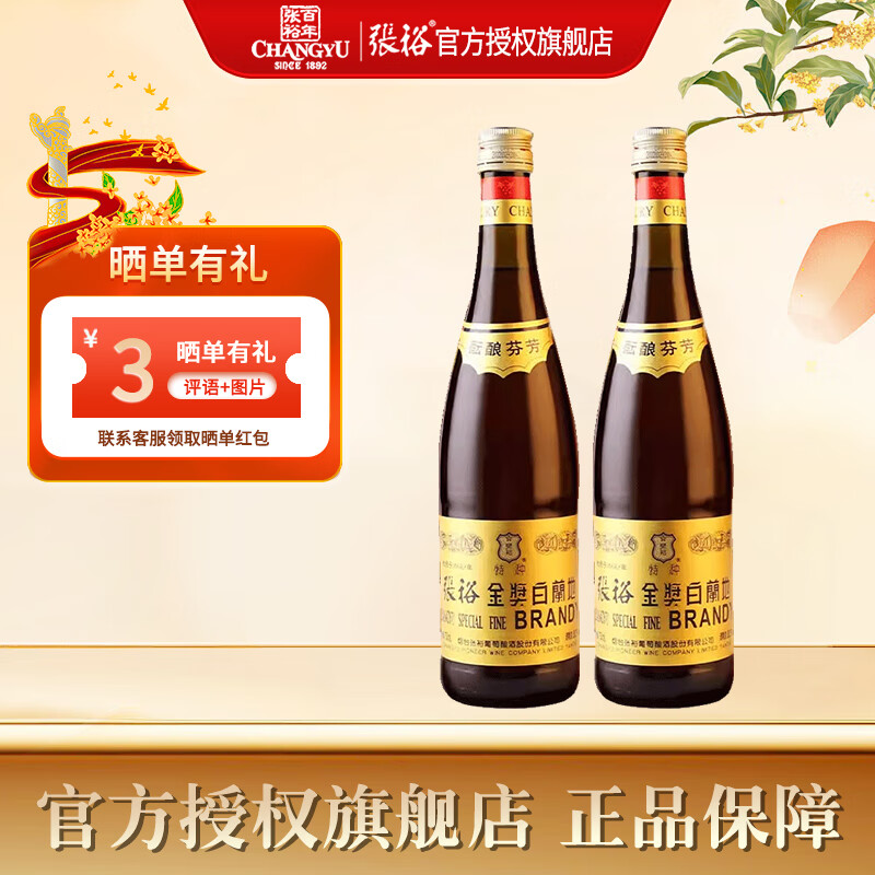 张裕特种金奖白兰地酝酿芬芳 小支装 305mL 携带便捷 洋酒葡萄酒 特种金奖白兰地 305mL 2瓶