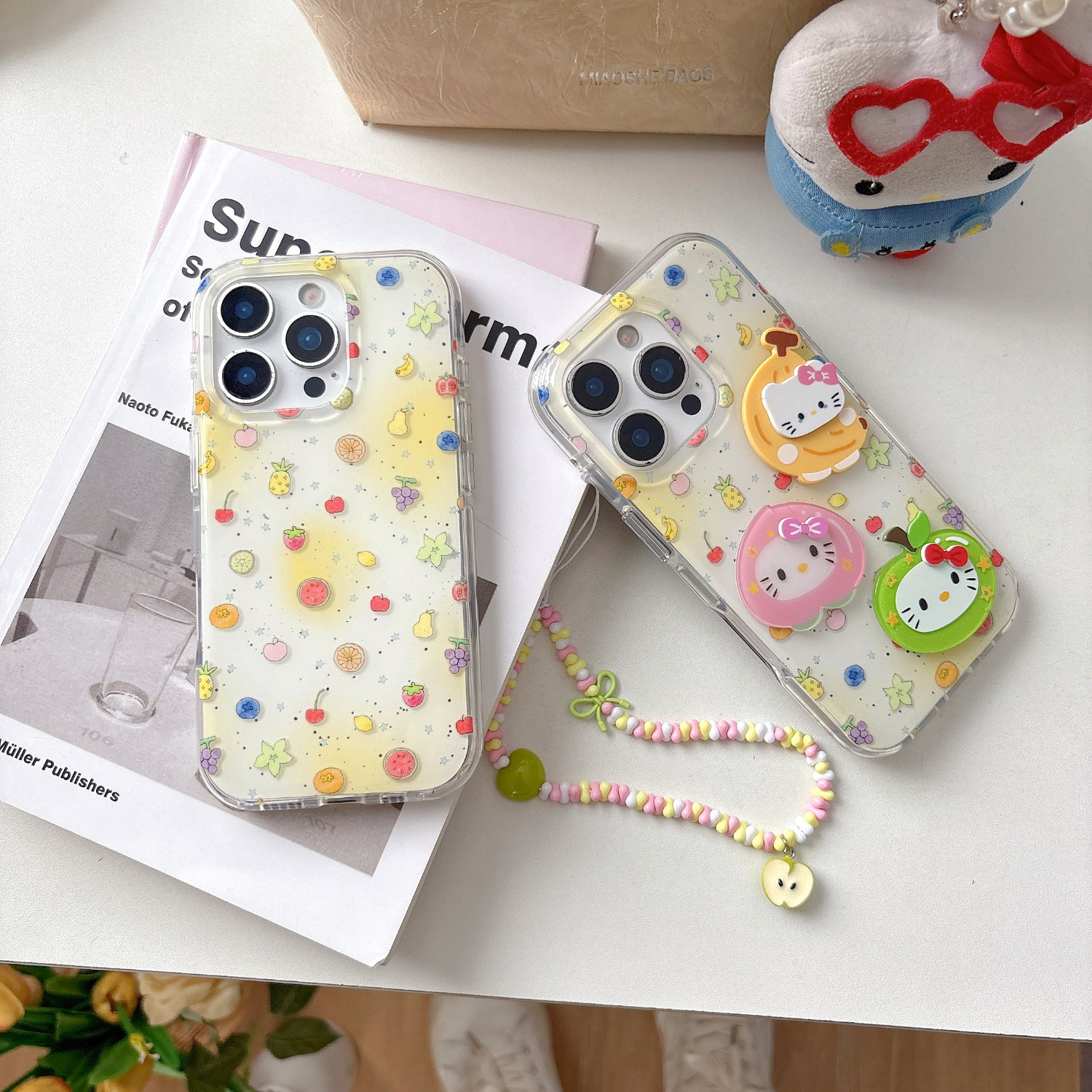 P-GUO双层圆边适用iPhone16Pro手机壳苹果15代满屏水果手链iPhone14Promax防摔全包保护套 满屏水果【单壳】 iPhone13