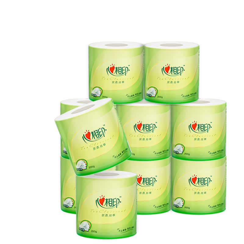 心相印茶语丝享卷筒纸手纸厕纸家用整箱卫生纸大克重卷纸 4层 200g/卷*10卷 【1提装】