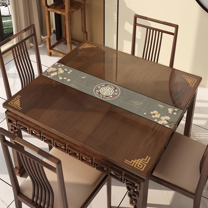 pvc软玻璃麻将桌布挡水挡油免洗正方形桌面垫八仙 富贵显荣