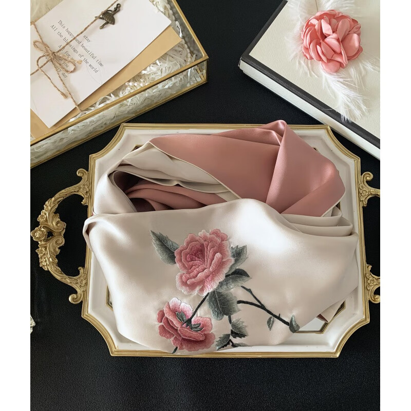 锦上云绣|苏绣丝巾礼盒装真丝长款送长辈刺绣妈妈婆婆中年围巾女