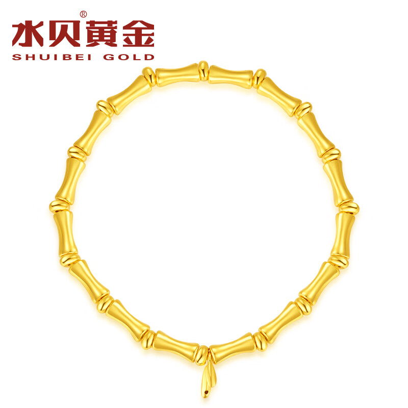 水贝黄金足金999竹节金叶手链女款送老婆送女友节日礼物 竹节金叶手链金重约2.4克 多退少补