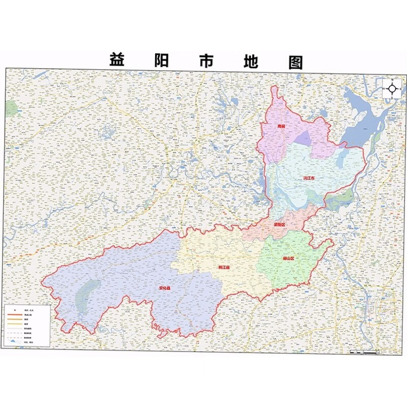 2024新款益阳市地图贴图 办公室挂图 高清防水墙壁装饰画定制地图