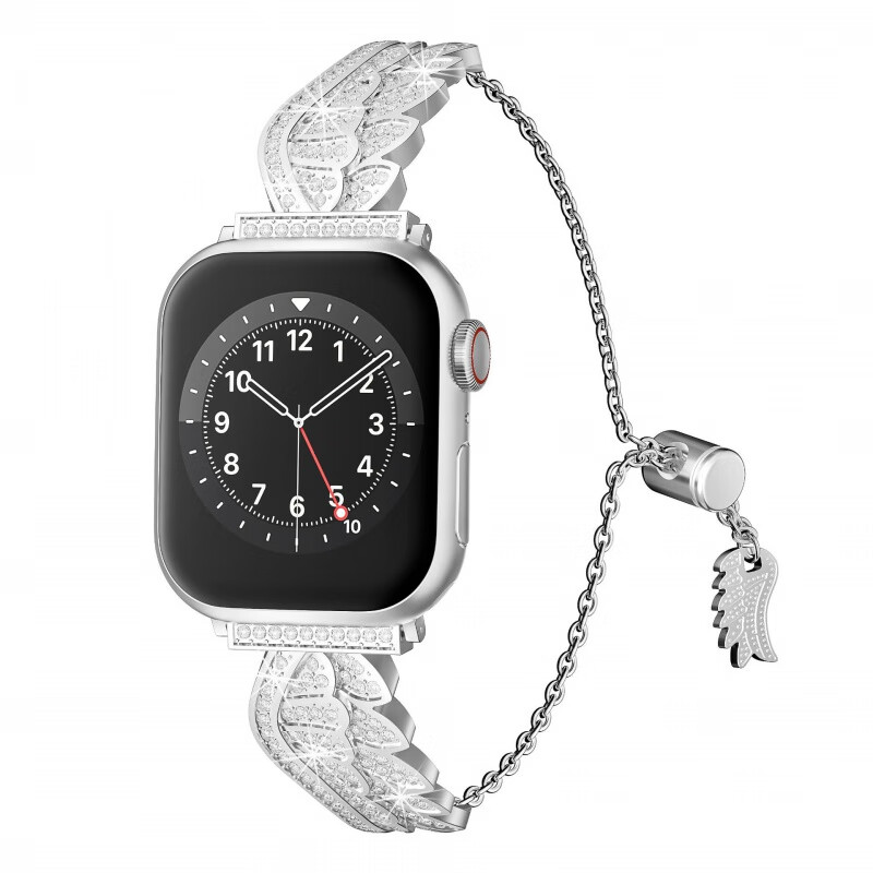 sphe2024年新款适用apple watch789代手表表带 iwatch金属翅膀镶钻
