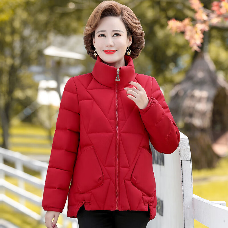 加肥加大码特大码妈妈外套秋冬短款小袄中年人冬季轻羽绒服中老年衣