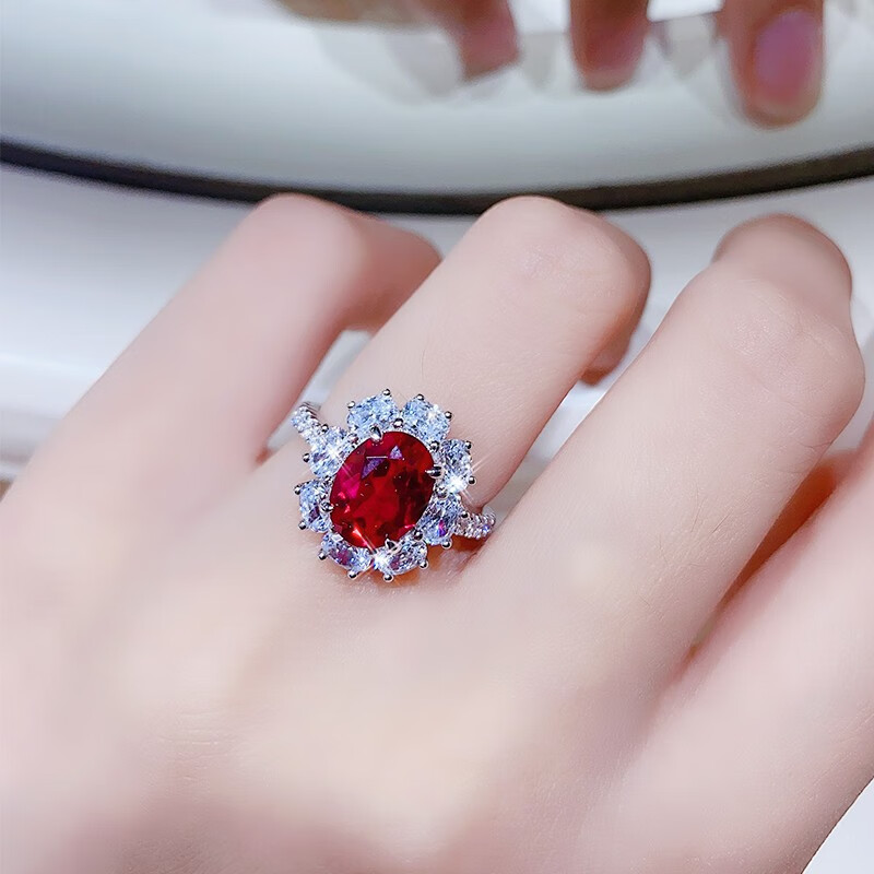 dolv红宝石戒指珠宝鸽血女镶嵌花朵彩宝女 8号