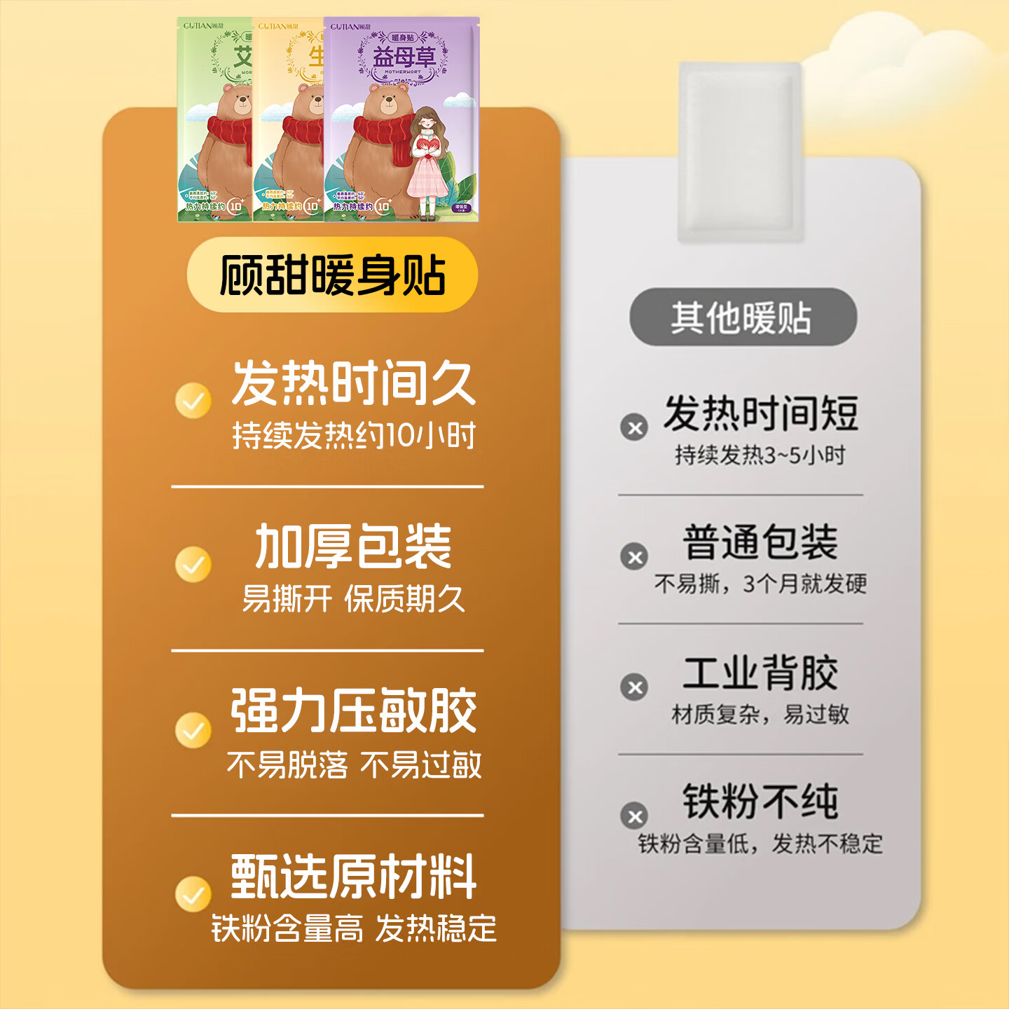 顾甜暖宝宝贴暖身贴草本热敷持久发热冬季暖身女生理期全身通用 50片【生姜暖贴升级款】