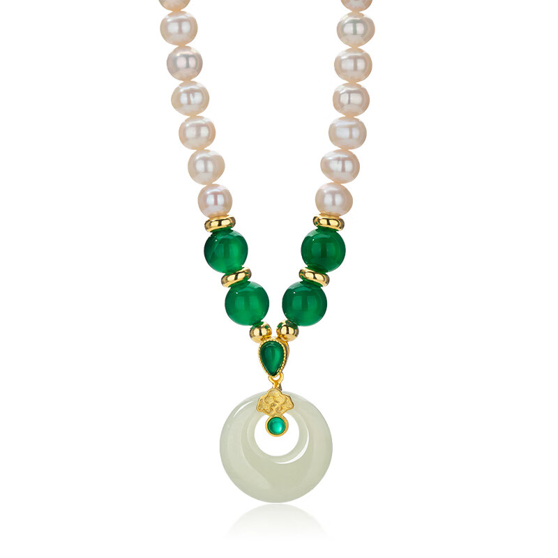 查克拉天然淡水珍珠项链妈妈款生日中秋礼物送母亲银项链女玉髓吊坠 如意珍珠项链-延长款 查克拉天然淡水珍珠项链妈妈款生日中秋礼物送母亲银项链女玉髓吊坠 如意珍珠项链-延长款