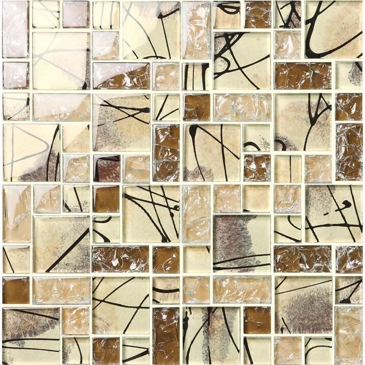 贵盈手绘水晶冰裂玻璃马赛克瓷砖客厅背景厨房电视墙背景墙卫生间建材