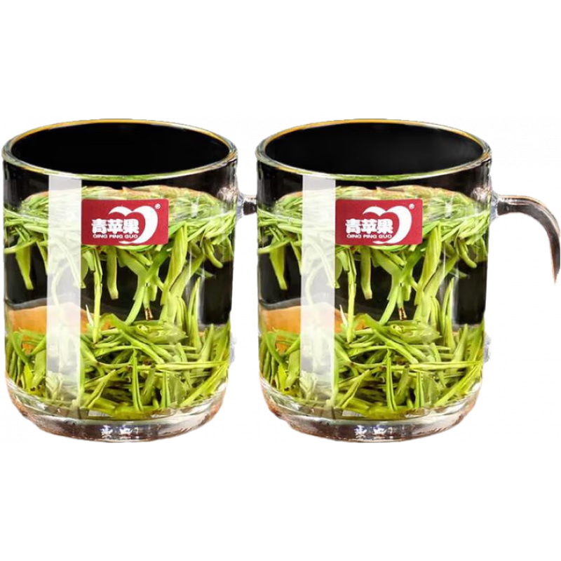 青蘋果耐高溫玻璃杯家用喝水杯子男茶杯透明水杯待客辦公室茶具專用喝茶 【無蓋裝】DSZ002 425ml 2只 .