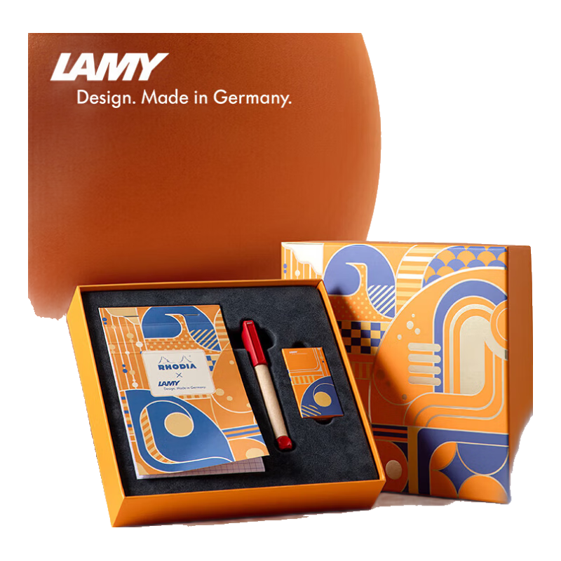 凌美（LAMY）鋼筆禮盒 ABC x RHODIA聯(lián)名鋼筆套裝 初學(xué)寶寶專(zhuān)用天然木桿無(wú)毒幼兒園3-5歲兒童矯正握姿 紅色