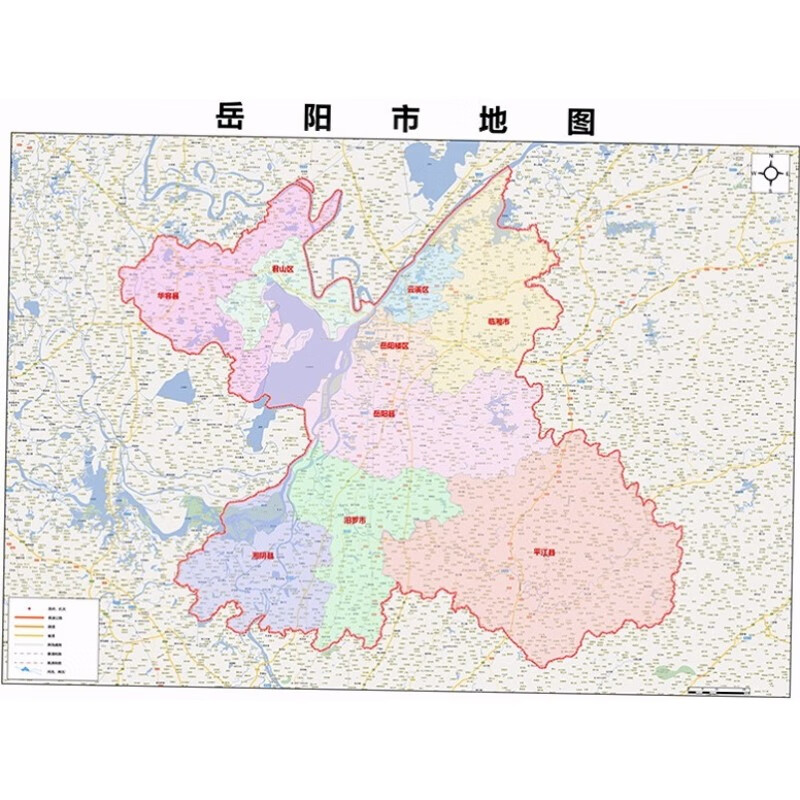 2024新款岳阳市地图贴图 办公室挂图 高清防水墙壁装饰画定制地图