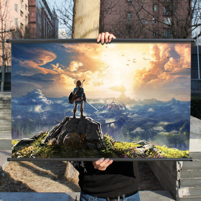 oimg铝合金画轴塞尔达传说荒野之息游戏周边海报周边挂画林克旷野之息