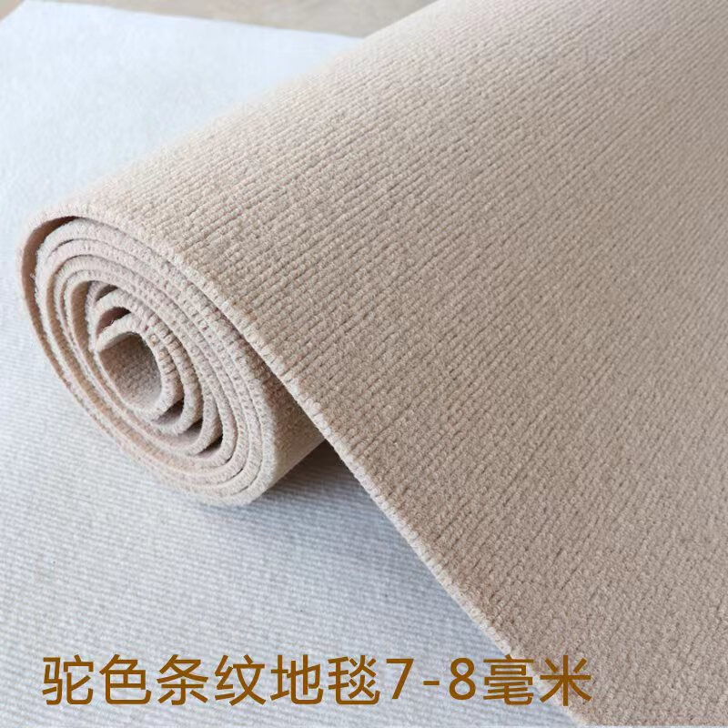 定制地毯臥室ins風(fēng)客廳攝影棚大面積滿鋪隔音地墊全鋪加厚簡(jiǎn)約出租屋 淺駝色條紋加厚7-8毫米 4米寬6米長(zhǎng)