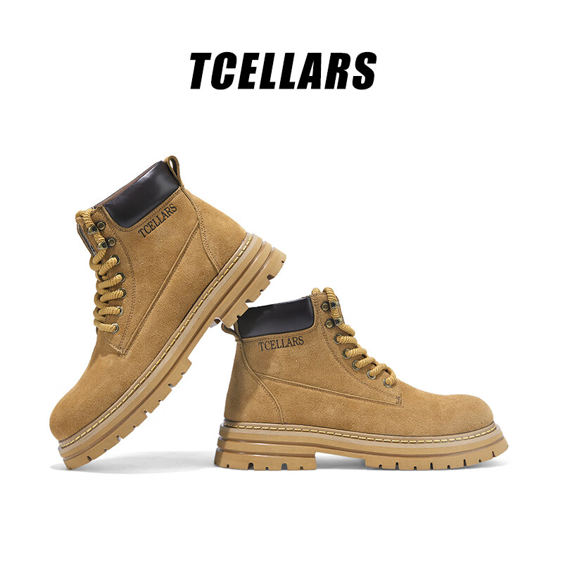 Tcellars马丁靴男鞋秋冬新款英伦复古风大黄靴厚底防滑户外工装靴子男士 枫叶黄（卡半码建议拍大一码） 42