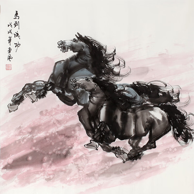 珍品收藏王东风《马到成功》纯手绘国画八匹马客厅挂画沙发装饰画书房