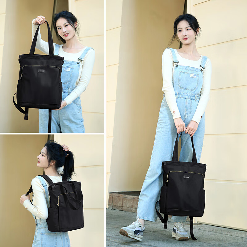 MAKEUP KITTEN双肩包女2026单肩背包旅行电脑包学生书包38女神节生日礼物送女友 黑色(可单肩/双肩背法)妇女节礼物