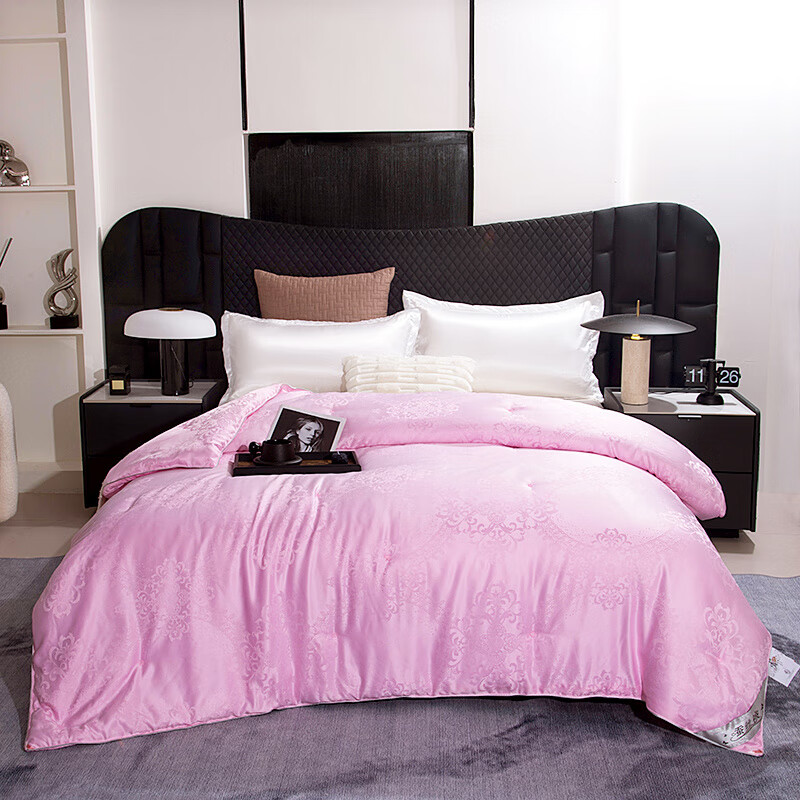 恒源祥蚕丝被100桑蚕丝春秋被子母被二合一加厚冬被8斤双人空调被芯10斤 富贵花-玛瑙粉 220X240子母被【4斤夏被】+【8斤冬被】拉链款