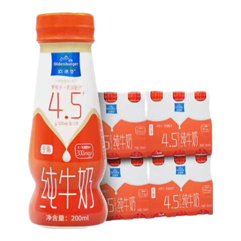 歐德堡 東方PRO 4.0g原生蛋白質(zhì) 高鈣全脂純牛奶 營(yíng)養早餐奶 4.5高蛋白200ml*24瓶【7月產(chǎn)】