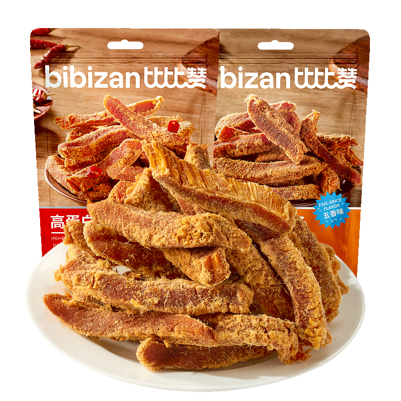 比比赞（BIBIZAN）高蛋白鸡胸肉条500g五香味风干鸡肉干减零食解馋低健身充饥脂零食