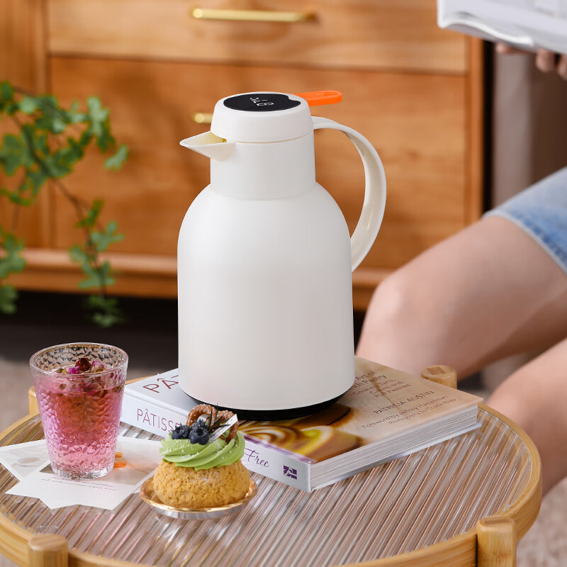 乐唯诗(LOVWISH) 保温壶家用办公室保温瓶热水瓶车载水壶暖水壶玻璃内胆开水瓶 如意保温壶【温县款】米白1L送贴纸