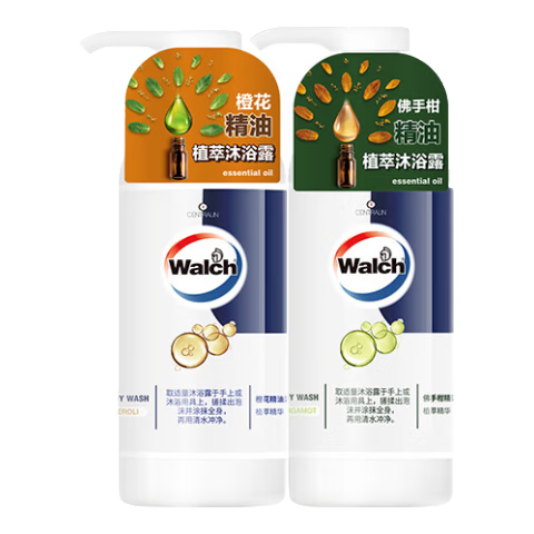 威露士精油沐浴露组合(橙花450ml+佛手柑450ml) 花香橘香滋润洗护
