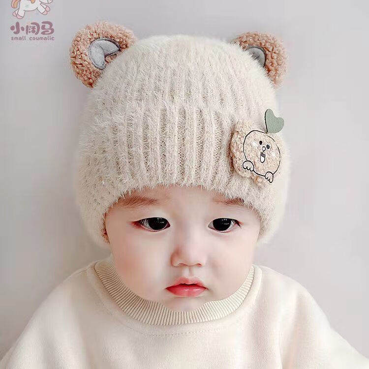 帽子秋冬款小宝宝卡通可爱超萌针织帽帽冬季防寒保暖 毛线帽卡通两