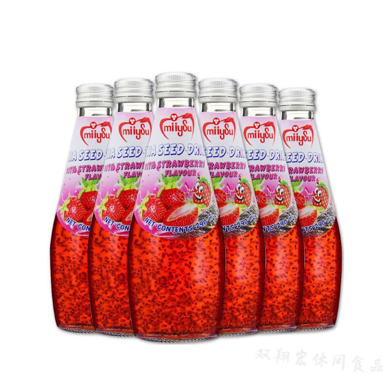 红允泰国进口梅苏奇亚籽果汁饮料水7种口味290ml*2/3/4/6/8瓶零食品 奇草莓 2瓶