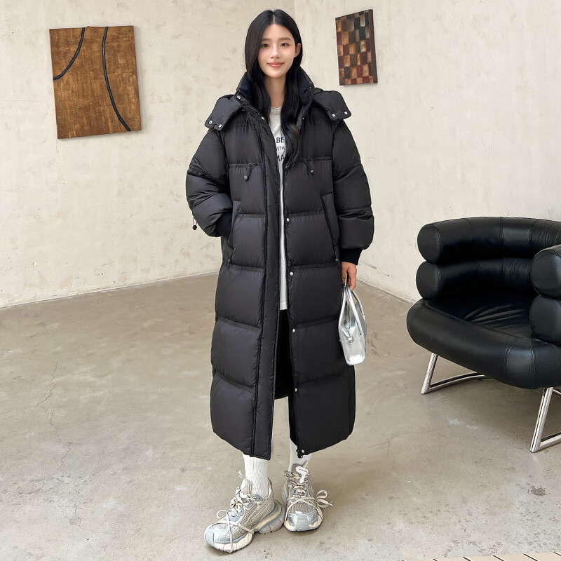 鸭鸭（YAYA）羽绒服女长款过膝被子服2025年冬季新款时尚加厚保暖休闲外套-S 铁锈红 L