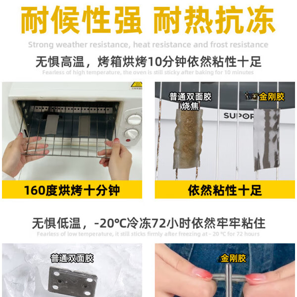 飒望德国无痕双面胶强力不伤墙面透明高粘度防水粘贴挂钩固定贴神器耐高温加厚胶带结婚车用不留胶超粘 【高粘款】28mm*40mm透明(32片)