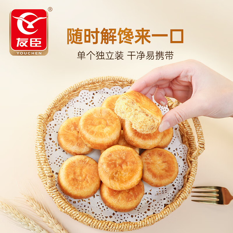 友臣（YOUCHEN）肉松饼干面包1.25kg整箱节日过年货礼盒糕点办公室休闲零食早餐 肉松饼原味 500g