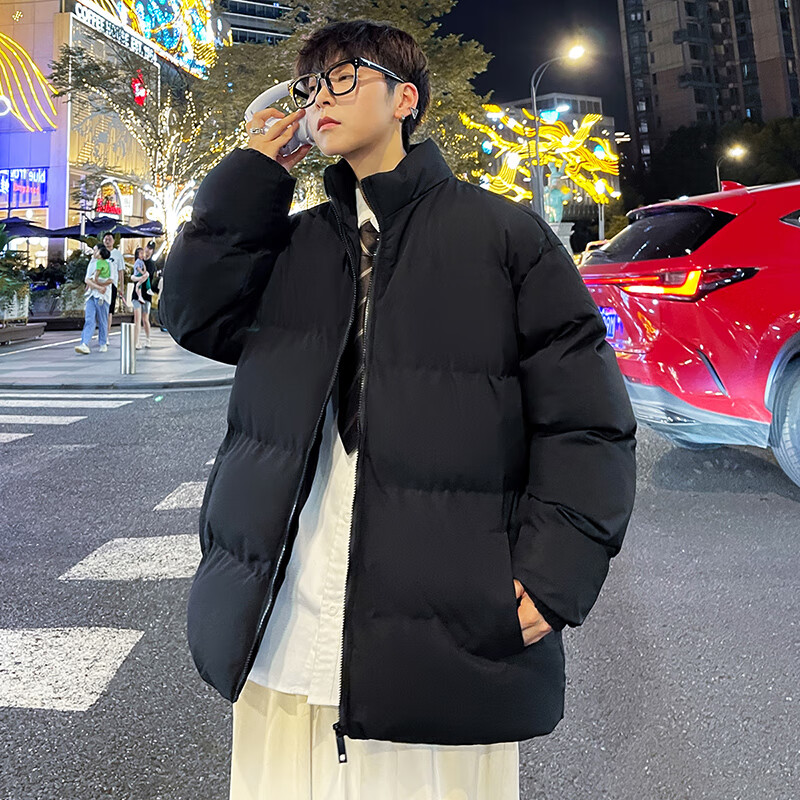 NASAMITOO纯色立领棉服外套男