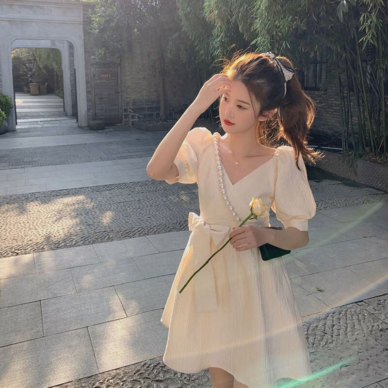 lanweifeilei连衣裙新款年学院风女夏季小个子穿搭洋气ins温柔风中裙a