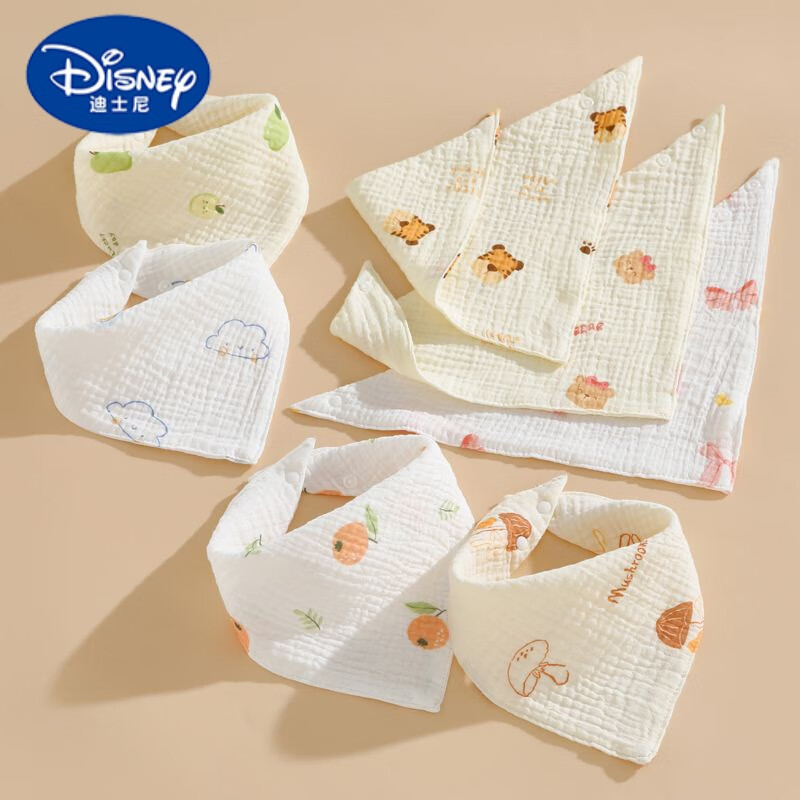 迪士尼(disney)宝宝口水巾纯棉纱布围嘴新生婴儿三角巾儿童夏季薄款
